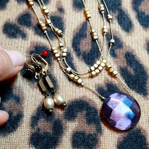 Gift Idea💜Gold Necklace and Earring Set